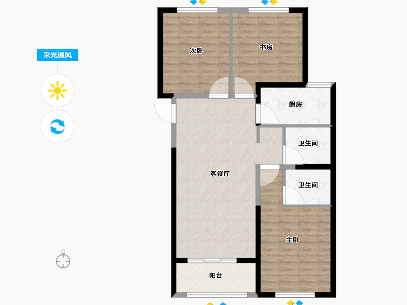 山西省-吕梁市-悦·东方-94.99-户型库-采光通风