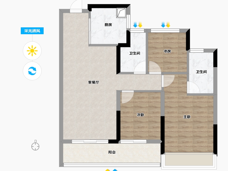 浙江省-杭州市-中天海威云咏汀洲-78.25-户型库-采光通风