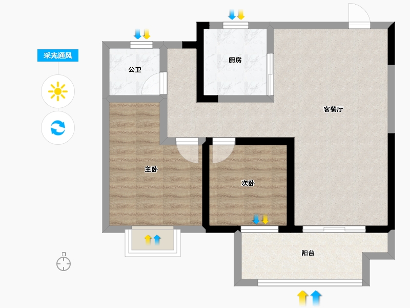 湖北省-襄阳市-华侨城天鹅堡-70.01-户型库-采光通风