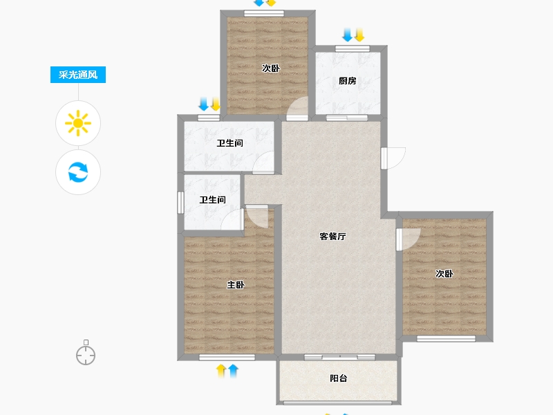 山西省-吕梁市-悦·东方-102.00-户型库-采光通风