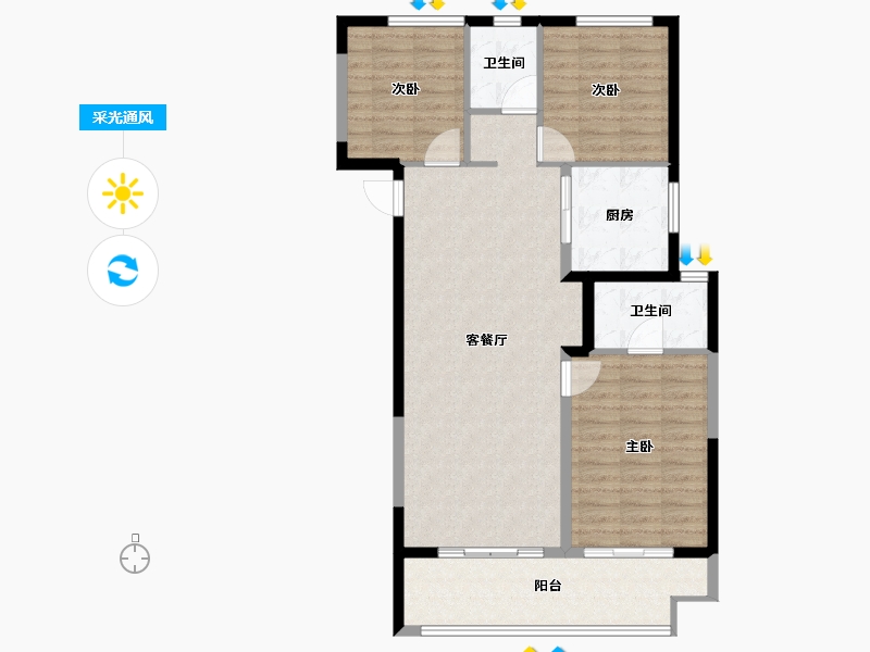 山西省-晋中市-电建地产·晋中洺悦宸苑-94.99-户型库-采光通风