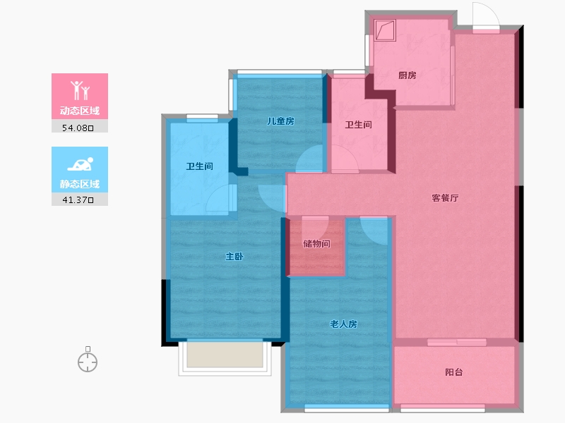 安徽省-合肥市-和悦云锦-84.45-户型库-动静分区