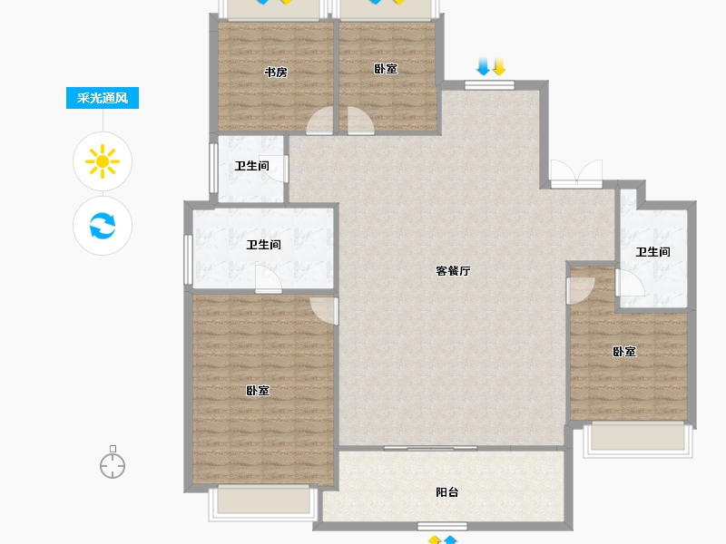 湖北省-武汉市-武汉城建·中央云城-159.03-户型库-采光通风