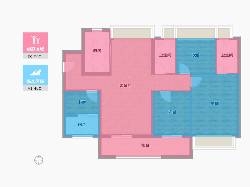 广东省-佛山市-佛山市大华紫樾府-94.40-户型库-动静分区