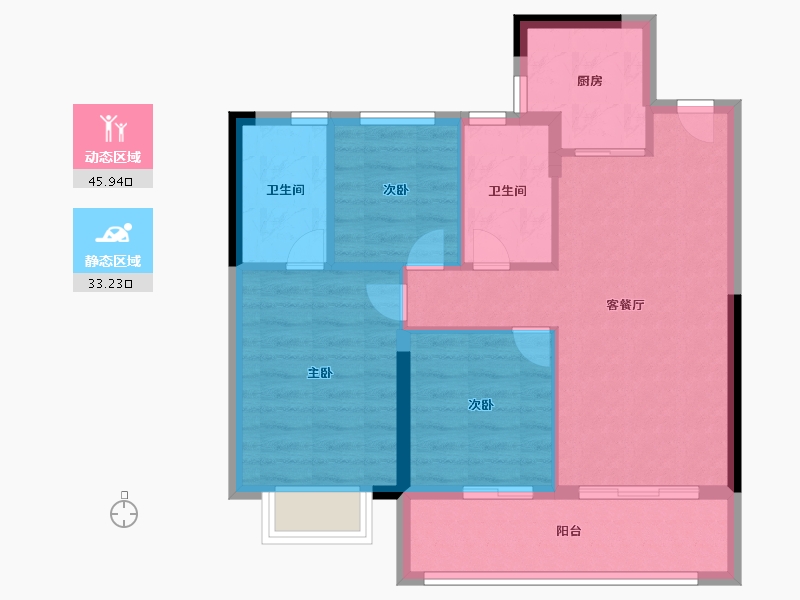 浙江省-宁波市-保利·明玥春汀-71.00-户型库-动静分区