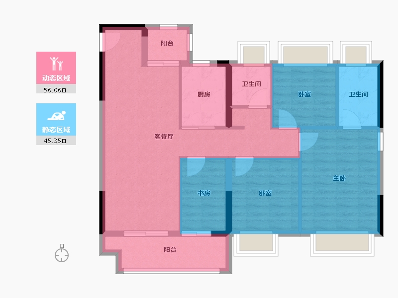 湖北省-武汉市-创维汉华世家-91.20-户型库-动静分区