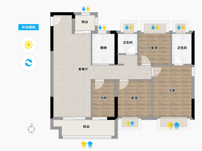 湖北省-武汉市-创维汉华世家-91.20-户型库-采光通风