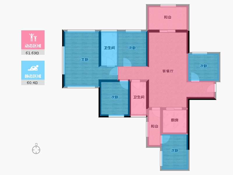 广东省-湛江市-瑞云城市花园-107.57-户型库-动静分区