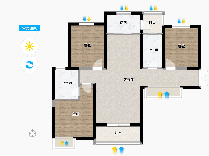 陕西省-西安市-御锦城-84.28-户型库-采光通风