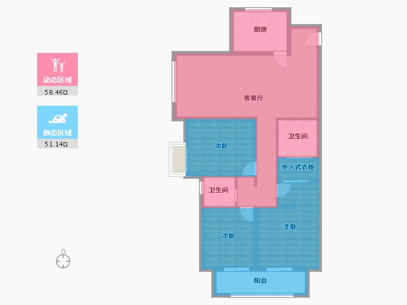 江苏省-南京市-金隅嘉星-98.52-户型库-动静分区