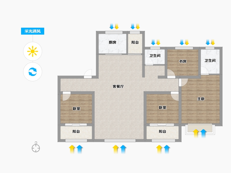 山东省-滨州市-惠众·新语华庭二期-117.60-户型库-采光通风