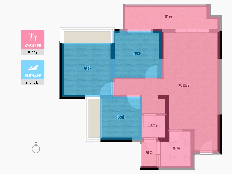 四川省-宜宾市-之语·北城新居-66.01-户型库-动静分区