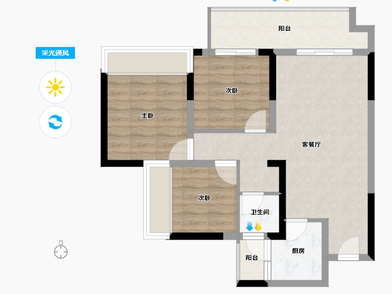 四川省-宜宾市-之语·北城新居-66.01-户型库-采光通风