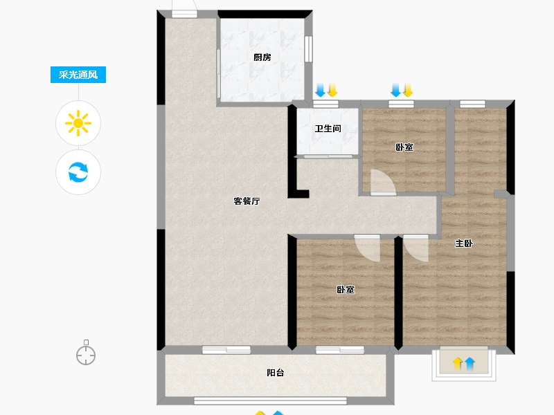 河南省-许昌市-中建观湖悦府-93.79-户型库-采光通风