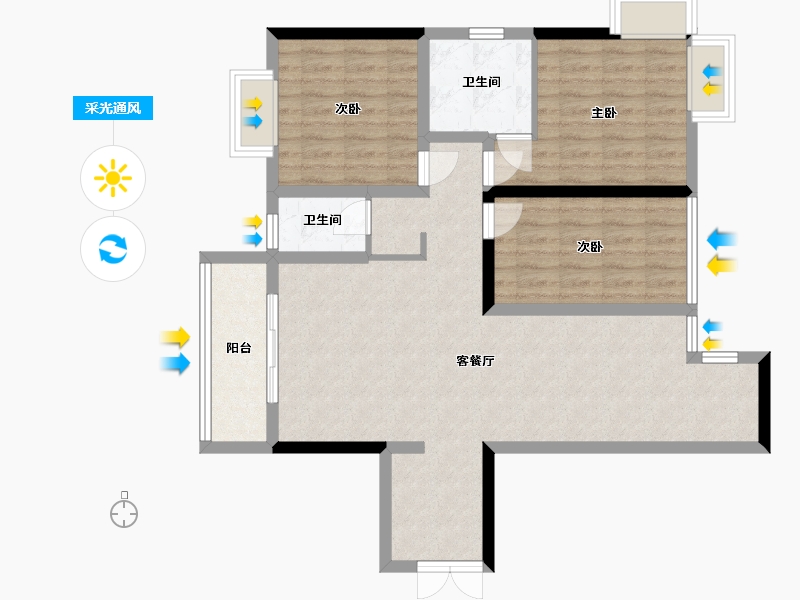 湖南省-岳阳市-南湖领域-96.00-户型库-采光通风