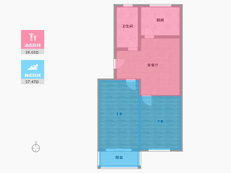 内蒙古自治区-乌兰察布市-山水文园-65.00-户型库-动静分区