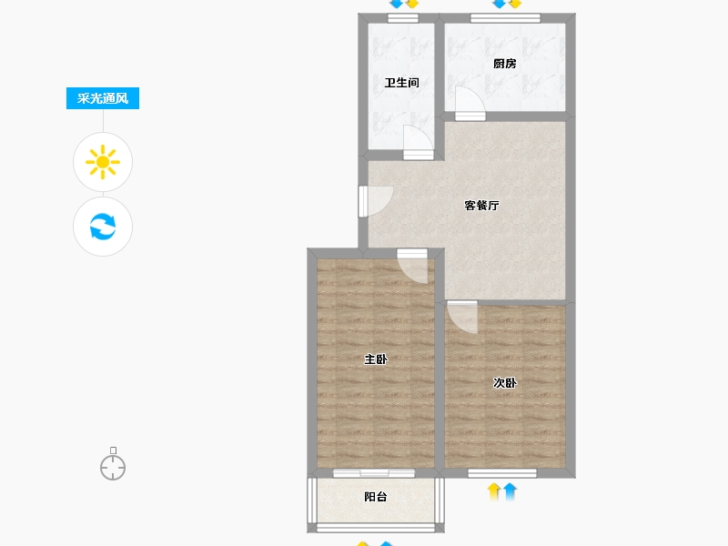 内蒙古自治区-乌兰察布市-山水文园-65.00-户型库-采光通风