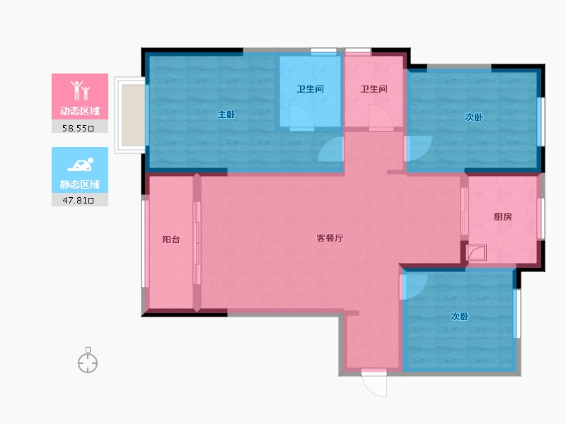 陕西省-榆林市-流水馨城-95.00-户型库-动静分区