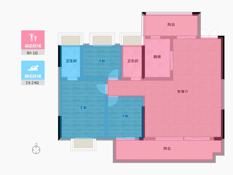 安徽省-黄山市-徽州印象君岳府-106.69-户型库-动静分区