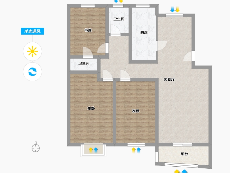 上海-上海市-中星怡景花园-127.00-户型库-采光通风