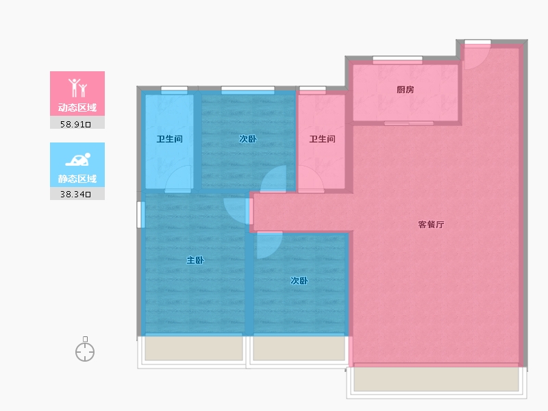 甘肃省-兰州市-龙湖·天璞-87.96-户型库-动静分区