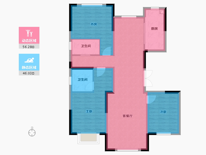 新疆维吾尔自治区-乌鲁木齐市-金阳·金宇华庭-91.39-户型库-动静分区