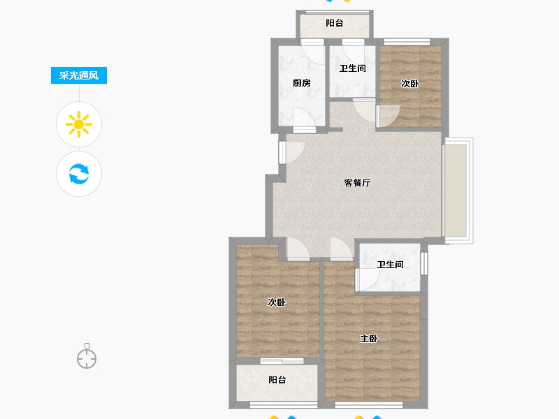 浙江省-湖州市-绿城西溪锦庐-70.64-户型库-采光通风