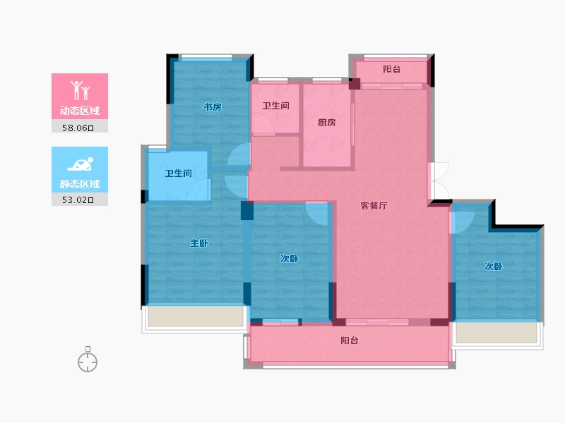 浙江省-嘉兴市-鸿翔百盛东望金邸-99.47-户型库-动静分区