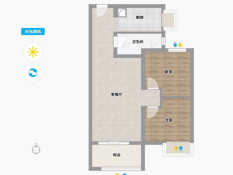 湖北省-武汉市-高科世茂十里星河-60.68-户型库-采光通风