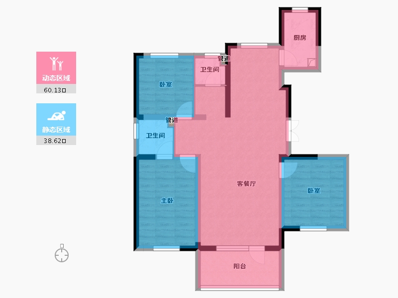 河北省-邢台市-龙门御府-87.83-户型库-动静分区