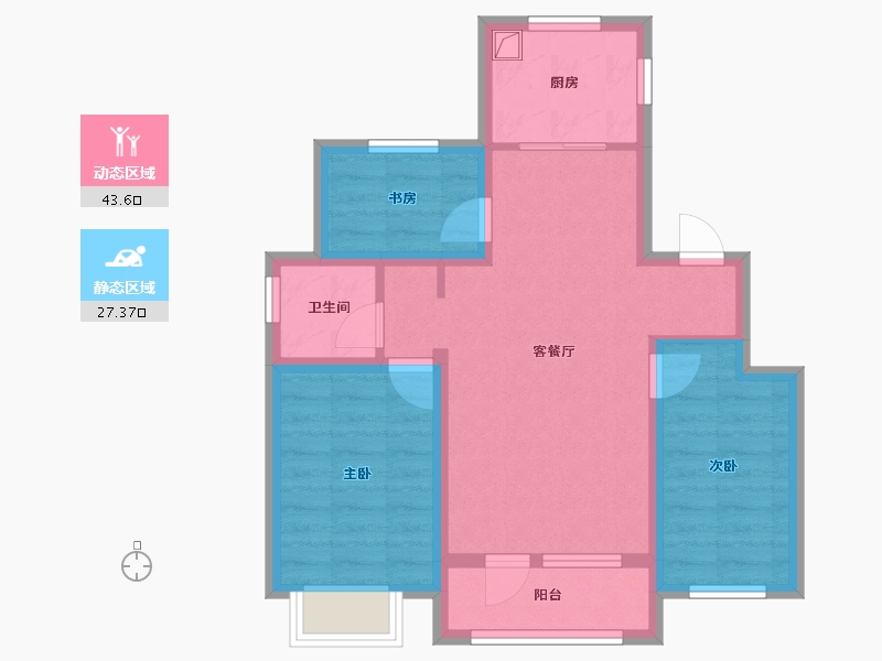 重庆-重庆市-华创•文华府-61.91-户型库-动静分区