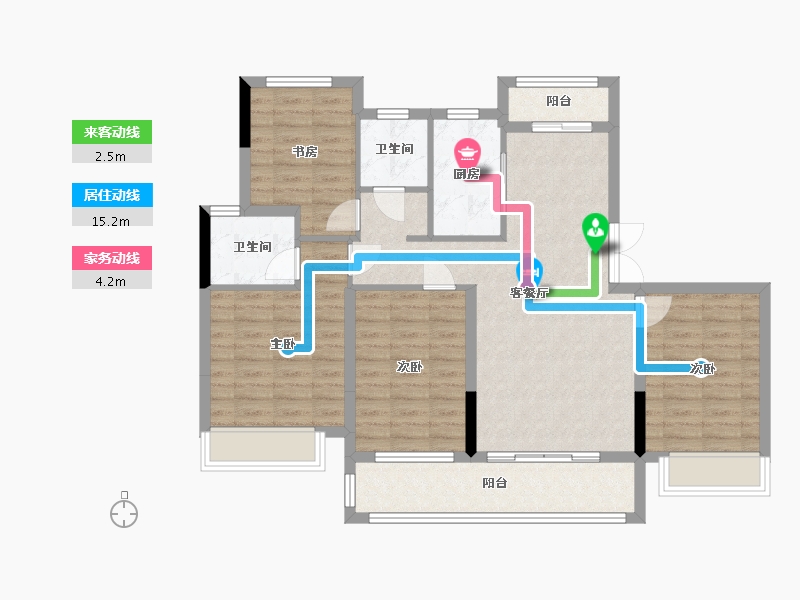 浙江省-嘉兴市-鸿翔百盛东望金邸-100.83-户型库-动静线