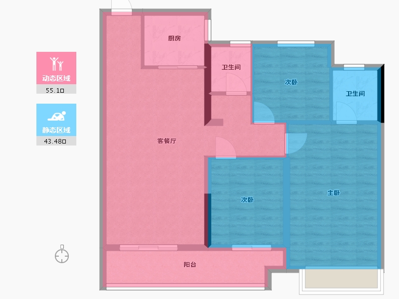 浙江省-嘉兴市-鸿翔百盛东望金邸-88.73-户型库-动静分区