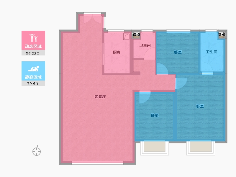 山东省-淄博市-禧悦学府-86.70-户型库-动静分区