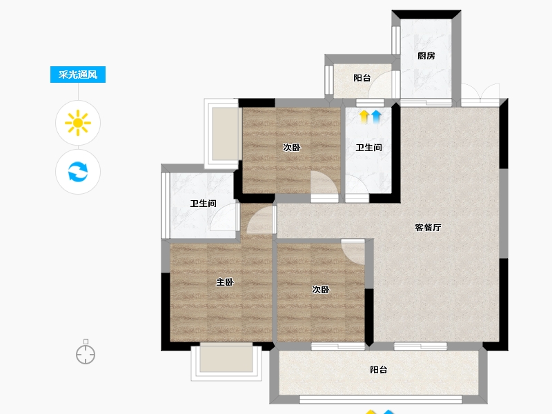 四川省-成都市-望庭学苑-67.57-户型库-采光通风