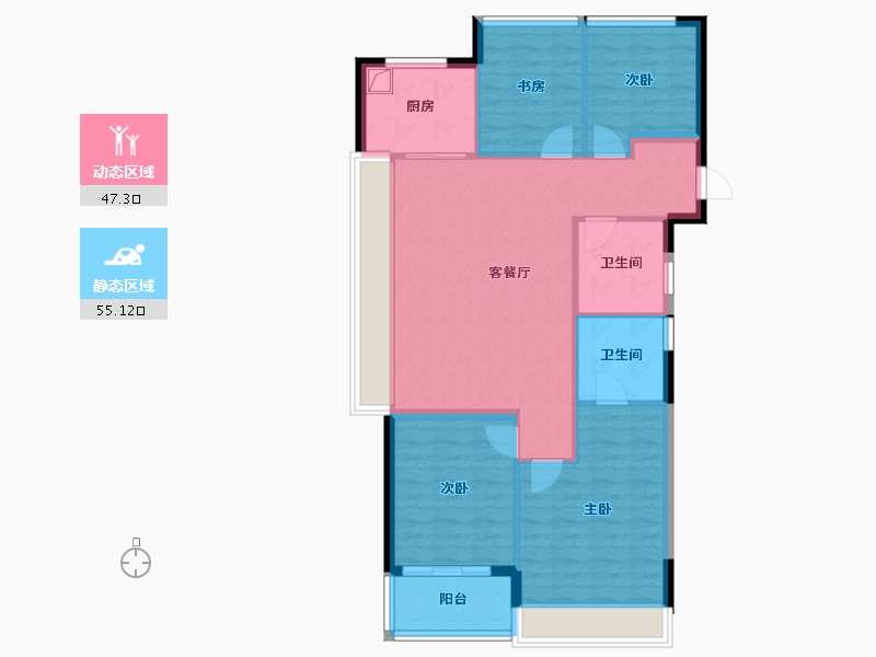 浙江省-杭州市-中天海威云咏汀洲-92.53-户型库-动静分区