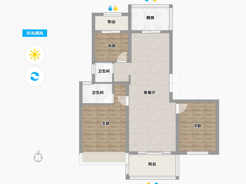 安徽省-黄山市-祁红·诚瑞华庭-89.44-户型库-采光通风