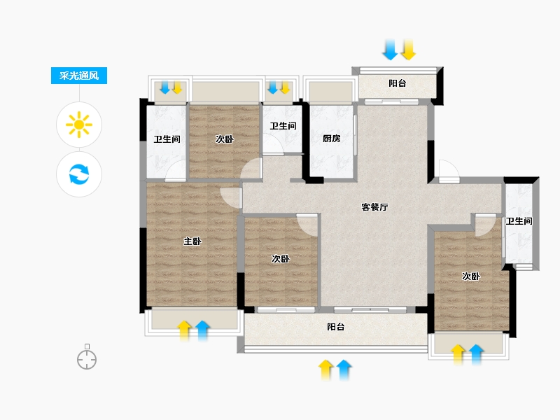 广东省-东莞市-华侨城天鹅堡-105.46-户型库-采光通风