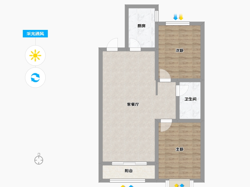 河北省-保定市-汇元玖號院-68.51-户型库-采光通风