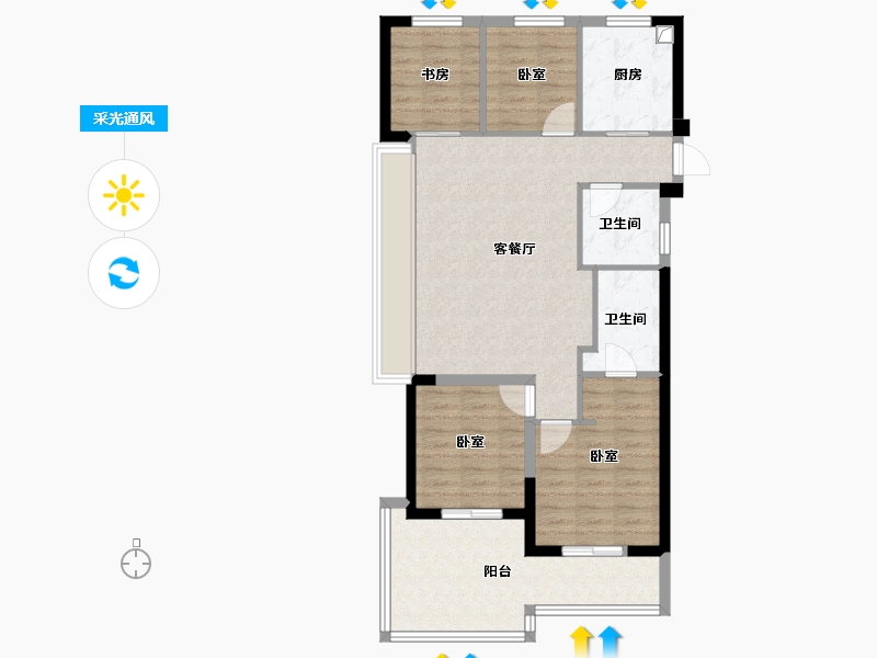 浙江省-温州市-未来城壹号-88.99-户型库-采光通风