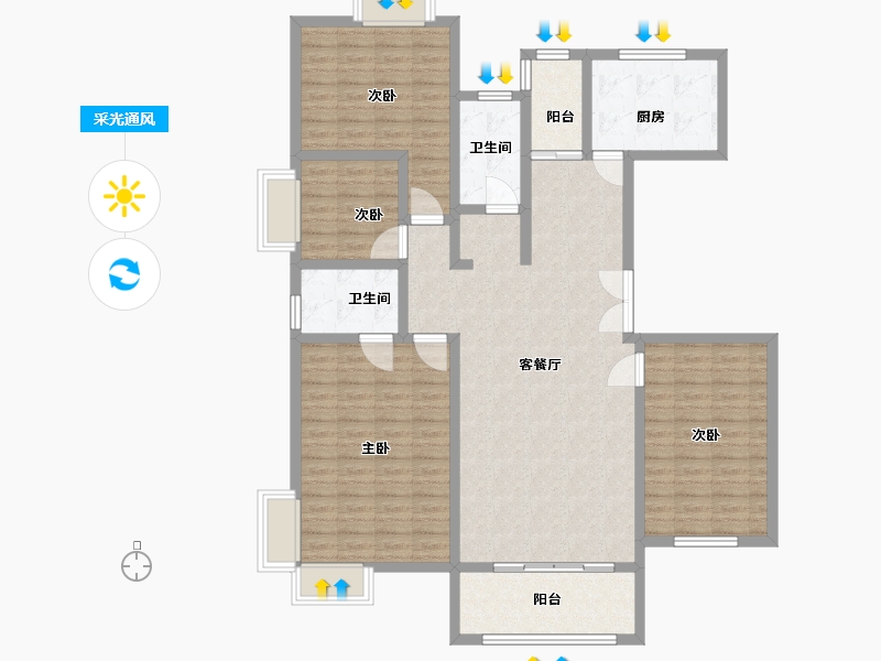 河南省-南阳市-田源新城-132.00-户型库-采光通风