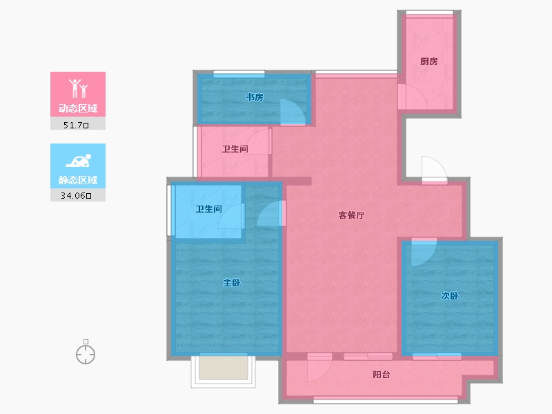 重庆-重庆市-华创•文华府-75.70-户型库-动静分区