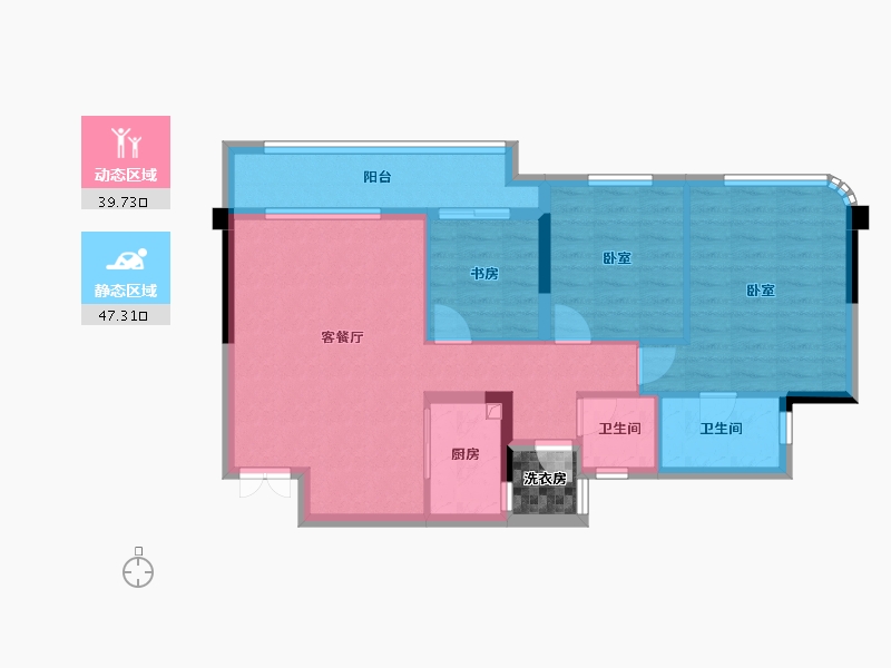 重庆-重庆市-巴南新鸥鹏巴川府-79.68-户型库-动静分区