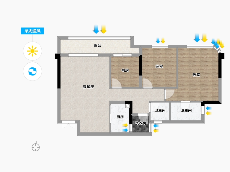 重庆-重庆市-巴南新鸥鹏巴川府-79.68-户型库-采光通风