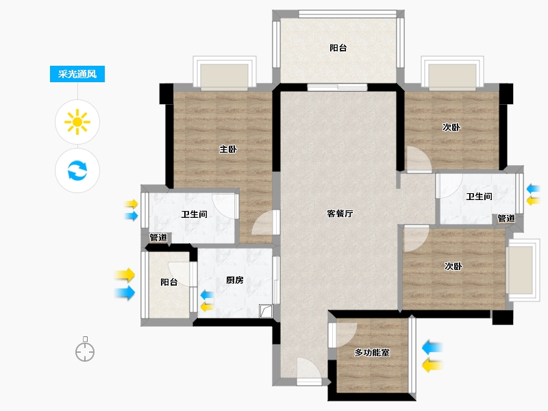 广东省-湛江市-中澳时代广场-87.00-户型库-采光通风