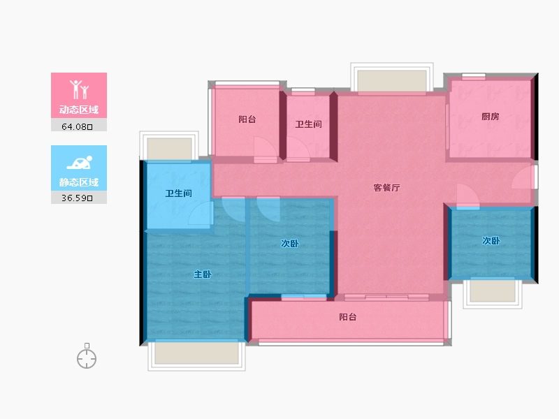 广东省-惠州市-星河冠誉府-89.94-户型库-动静分区