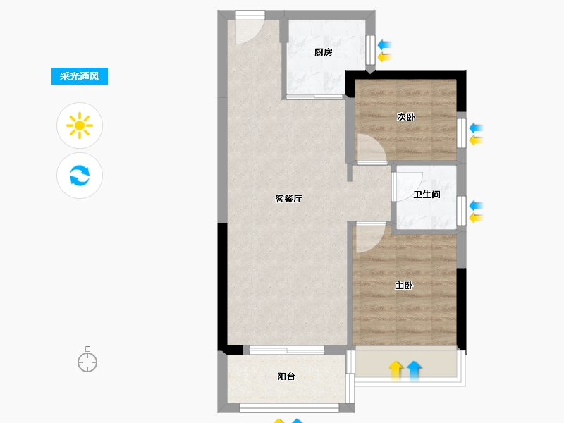 贵州省-贵阳市-碧桂园西南上城澜山府-55.20-户型库-采光通风