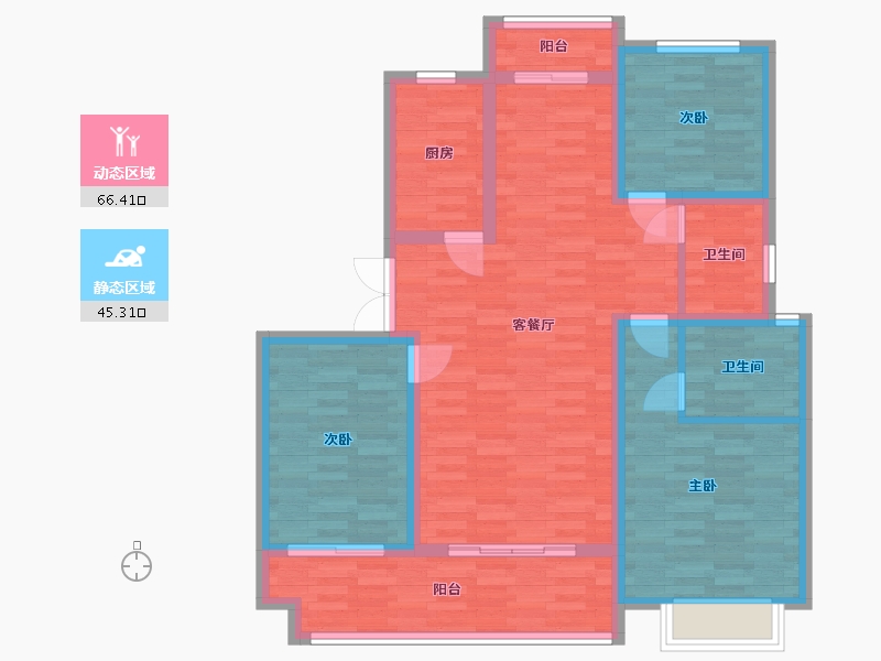 浙江省-宁波市-合生杭州湾国际新城-天璞湾-97.57-户型库-动静分区