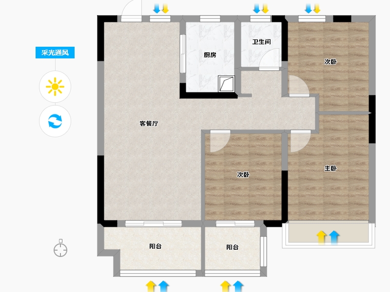 安徽省-池州市-昌盛·翰林学府-84.00-户型库-采光通风