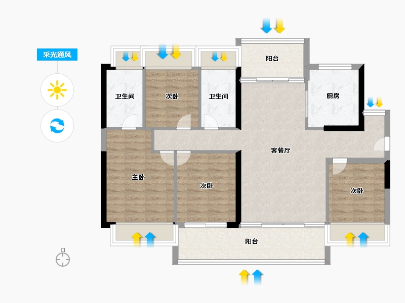 广东省-深圳市-信义金御半山·珑门-98.00-户型库-采光通风